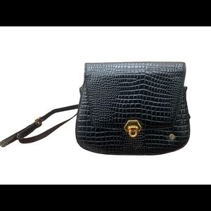 Charles-Hubert Black Snake Skin (vegan) Purse with shoulder length strap